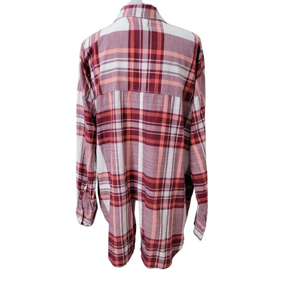 Old Navy Size XL Maroon Plaid Boyfriend Slit Back Shirt, Exc. Used Condition - Picture 5 of 14